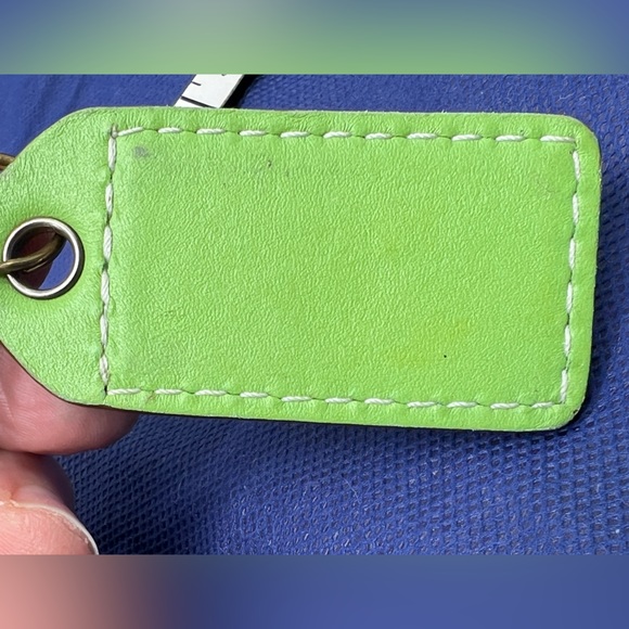 COACH Lime Green Leather KEY FOB Bag Charm Keychain Hang Tag 2.5” - Picture 8 of 9